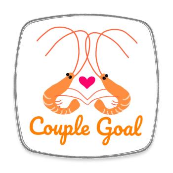 Couple Goal Crevette Amour Romantique st Valentin - Magnet carré - blanc - Devant