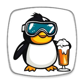 Pinguin Apres Ski Bier - Viereckiger Kühlschrankmagnet - Weiß - Vorne