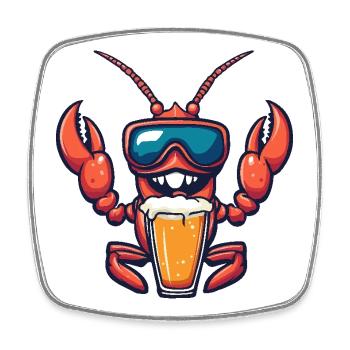Crabe de homard Bière d’après-ski - Magnet carré - blanc - Devant
