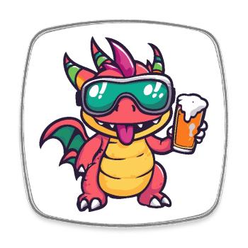 Drache Apres Ski Bier - Viereckiger Kühlschrankmagnet - Weiß - Vorne