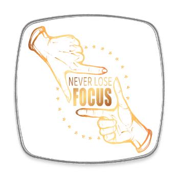 Never lose focus - Viereckiger Kühlschrankmagnet - Weiß - Vorne