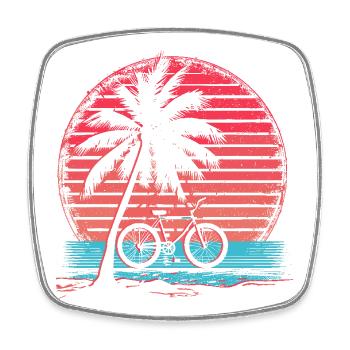 Bicycle Synthwave - Square fridge magnet - white - Front