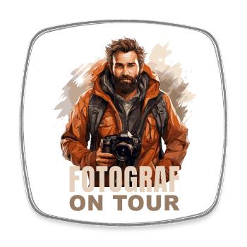 Fotograf on Tour - Viereckiger Kühlschrankmagnet - Weiß - Vorne