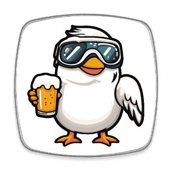 Taube Vogel Bière d’après-ski - Magnet carré - blanc - Devant