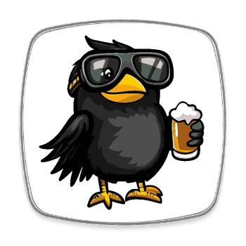 Bière après-ski Raven Crow - Magnet carré - blanc - Devant