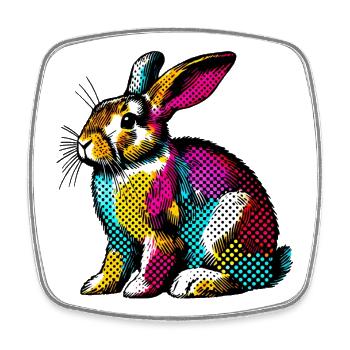 Lapin - Magnet carré - blanc - Devant