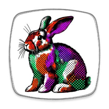 Rabbit - Square fridge magnet - white - Front