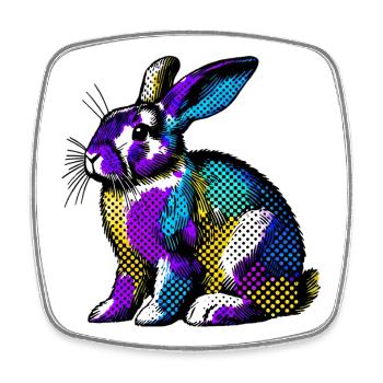 Rabbit - Square fridge magnet - white - Front