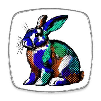Rabbit - Square fridge magnet - white - Front