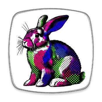 Lapin - Magnet carré - blanc - Devant