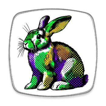 Rabbit - Square fridge magnet - white - Front