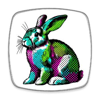 Rabbit - Square fridge magnet - white - Front