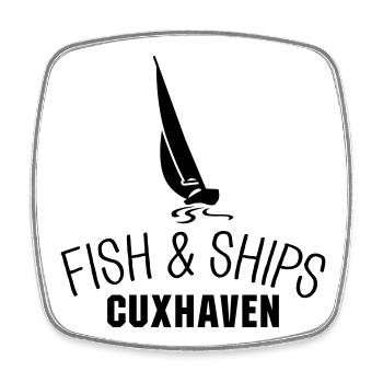 Poissons et navires Cuxhaven - Magnet carré - blanc - Devant