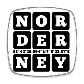Norderney GPS Koordinaten - Viereckiger Kühlschrankmagnet - Weiß - Vorne