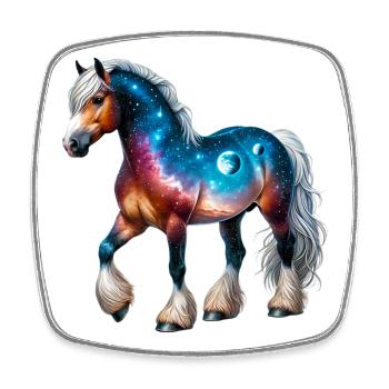 Cheval - Magnet carré - blanc - Devant