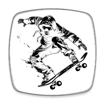 Skateboarder de dessin animé - Magnet carré - blanc - Devant