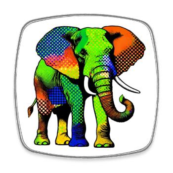 Elefant - Viereckiger Kühlschrankmagnet - Weiß - Vorne