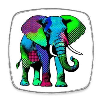 Elephant - Square fridge magnet - white - Front