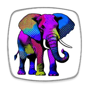 Éléphant - Magnet carré - blanc - Devant