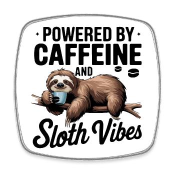 Powered by Caffeine and Sloth Vibes - Square fridge magnet - white - Front