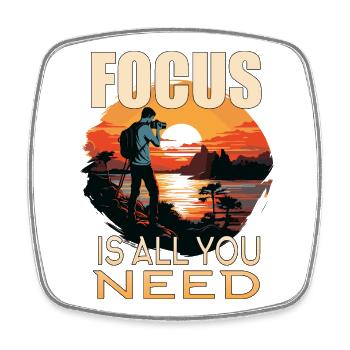 Focus is all you need - Viereckiger Kühlschrankmagnet - Weiß - Vorne