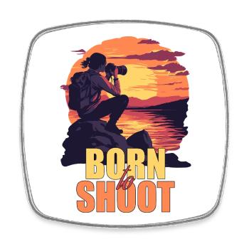 Born to shoot - Viereckiger Kühlschrankmagnet - Weiß - Vorne