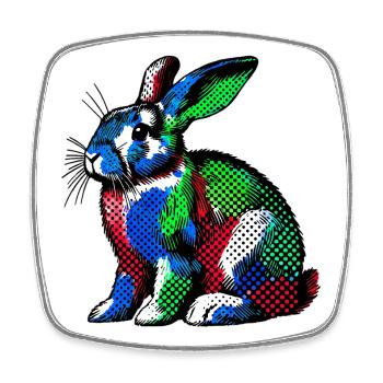 Rabbit - Square fridge magnet - white - Front