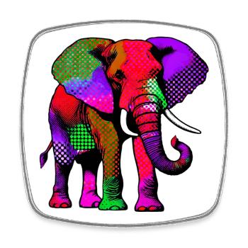 Elephant - Square fridge magnet - white - Front