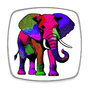 Elephant - Square fridge magnet - white - Front