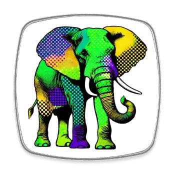 Elefant - Viereckiger Kühlschrankmagnet - Weiß - Vorne