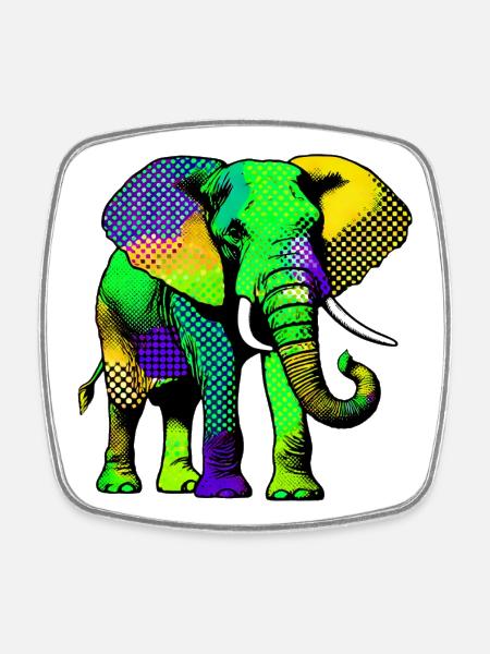 Elephant - Square fridge magnet - white