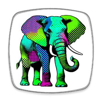 Elefant - Viereckiger Kühlschrankmagnet - Weiß - Vorne