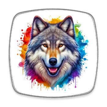 Wolf - Viereckiger Kühlschrankmagnet - Weiß - Vorne