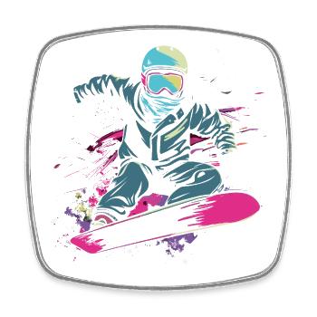 Snowboarder Graphic - Square fridge magnet - white - Front