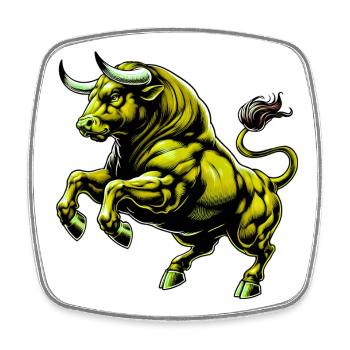 Stier - Viereckiger Kühlschrankmagnet - Weiß - Vorne