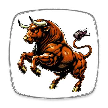 Stier - Viereckiger Kühlschrankmagnet - Weiß - Vorne
