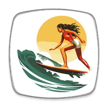 Surfeur - Magnet carré - blanc - Devant