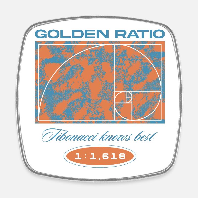Golden Ratio – Fibonacci knows best - Square fridge magnet - white