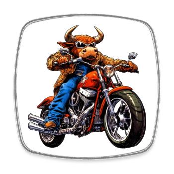 Taureaux Moto / Motard Taureau - Magnet carré - blanc - Devant