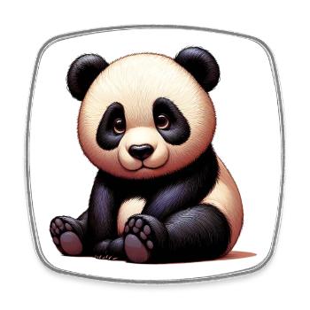 Panda - Viereckiger Kühlschrankmagnet - Weiß - Vorne