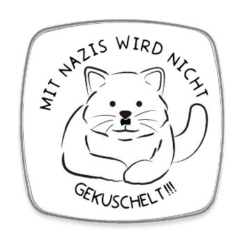 Minimalistische Katzen-Linienzeichnung Nazis raus - Viereckiger Kühlschrankmagnet - Weiß - Vorne