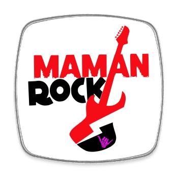 Rock mom - Square fridge magnet - white - Front