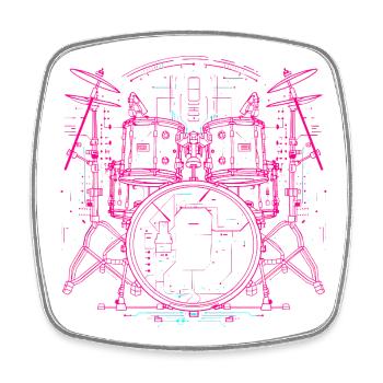 Trapset Line Art - Viereckiger Kühlschrankmagnet - Weiß - Vorne