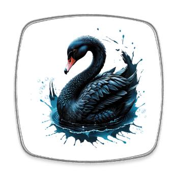 L’élégance en mouvement, le cygne noir, - Magnet carré - blanc - Devant