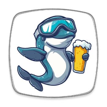 Dolphin Après-Ski Bière Bande dessinée - Magnet carré - blanc - Devant