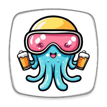 méduse après-ski bière bande dessinée - Magnet carré - blanc - Devant