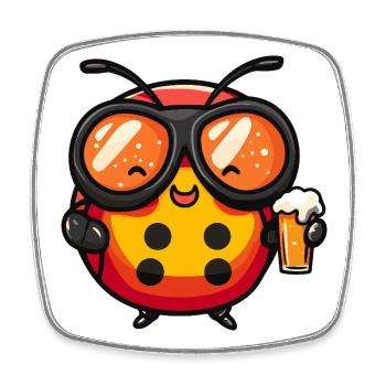 Marienkäfer Apres Ski Bier Comic - Viereckiger Kühlschrankmagnet - Weiß - Vorne