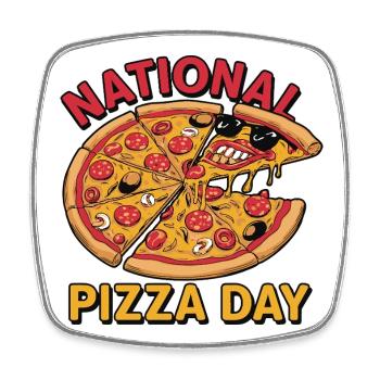 National Pizza Day 2026 pizza day gift - Square fridge magnet - white - Front