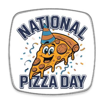 Journée nationale de la pizza 2026 pizza day gift - Magnet carré - blanc - Devant