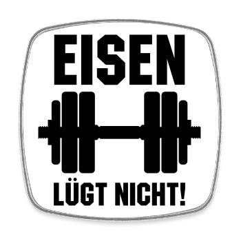 Eisen lügt nicht Hantel - Viereckiger Kühlschrankmagnet - Weiß - Vorne